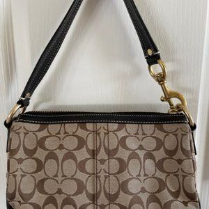 Coach Black/Khaki Canvas Shoulder Bag